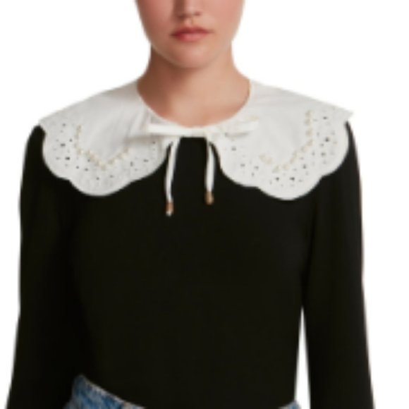 Steve Madden Imitation Pearl Trim Eyelet Detachable Collar White OSFM New - Picture 4 of 9